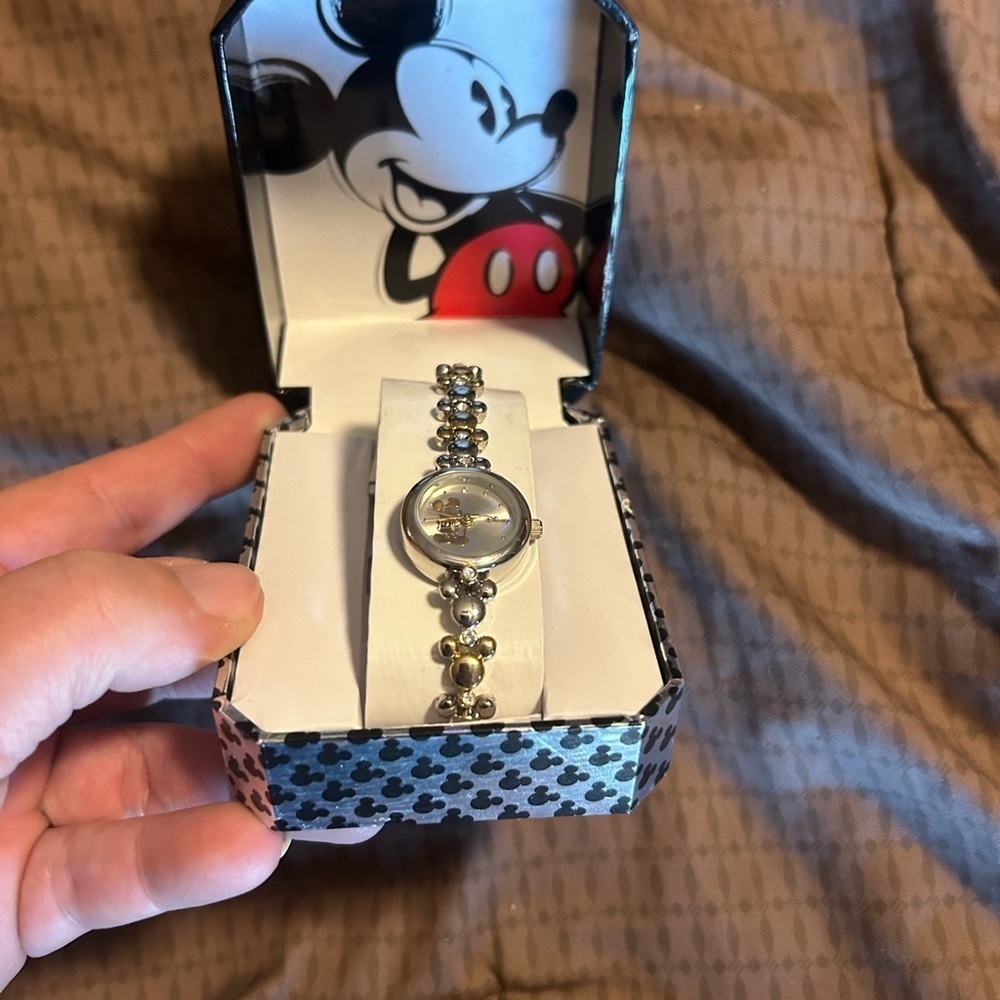 Disney Gold-Toned Crystal Accent Bracelet Watch